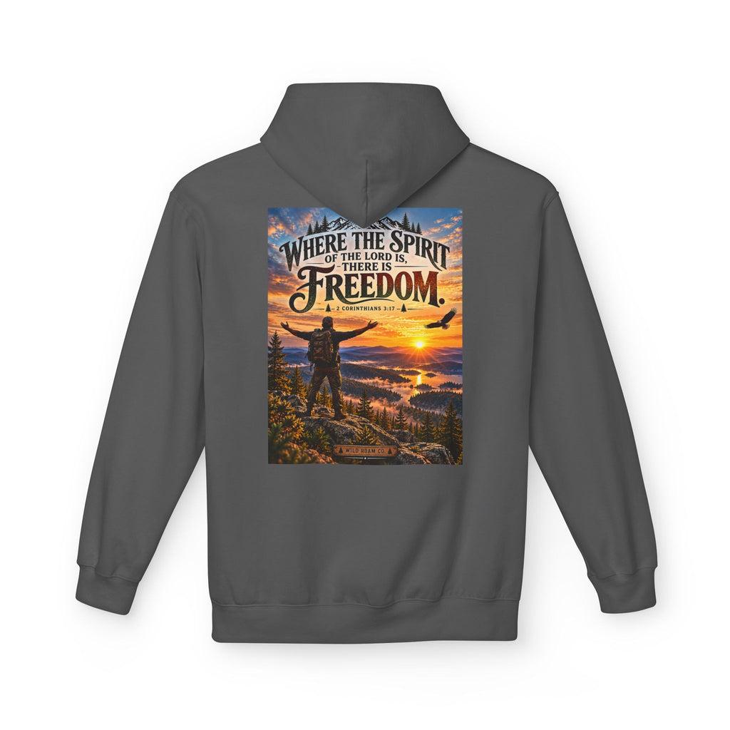 Men's Hoodie - ‘Where the Spirit of the Lord Is… There Is Freedom’ Scenic Christian Adventure Hoodie