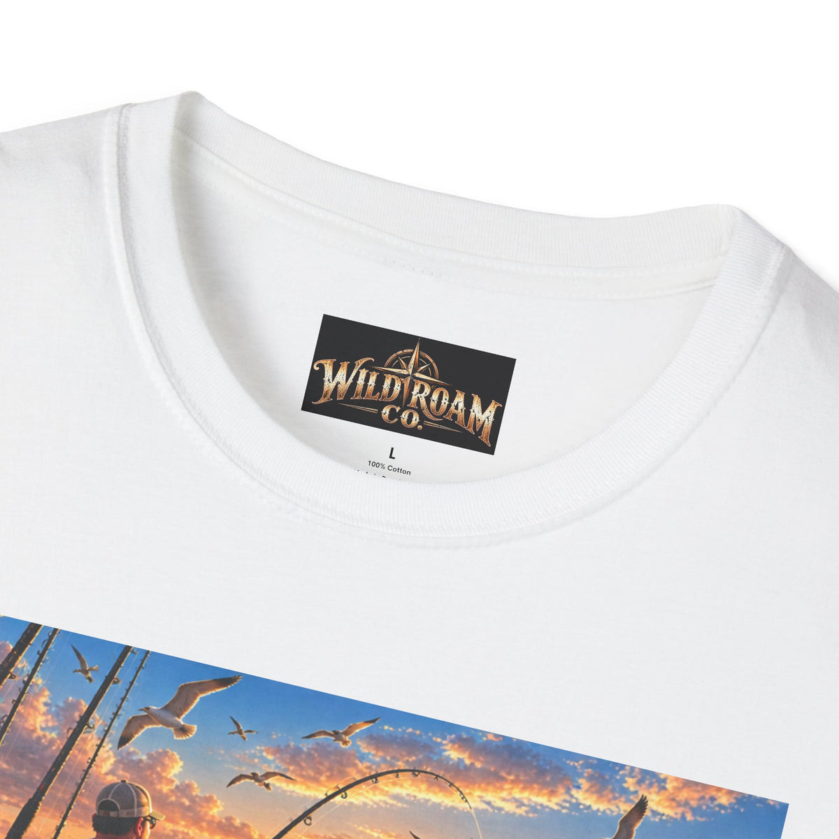 Wild & Free to Roam Fishing T-Shirt — Ocean Sunset Angler Tee