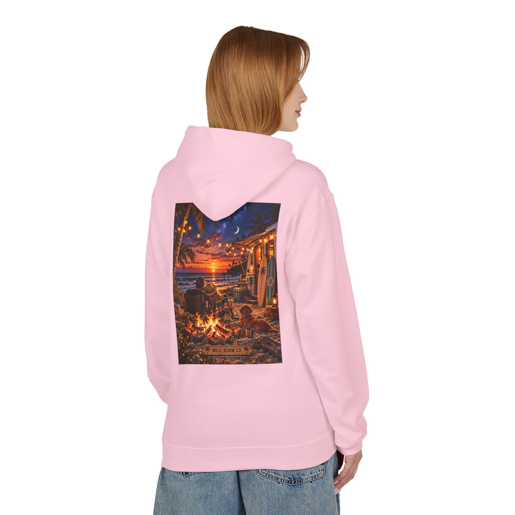 Wild Roam Co Hoodie-- Beach Bonfire Surf Graphic Hoodie