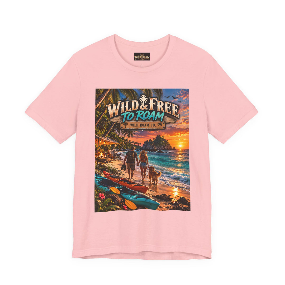 Wild & Free to Roam Beach T-Shirt — Sunset Surf Adventure Tee