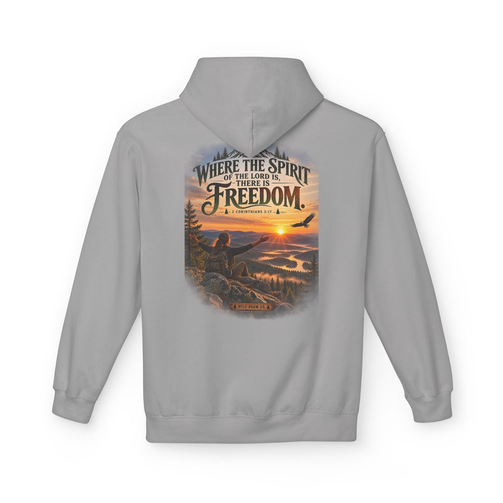 Women's Freedom Wilderness Hoodie — "Where the Spirit of the Lord is Freedom" Scenic Outdoor Pullover