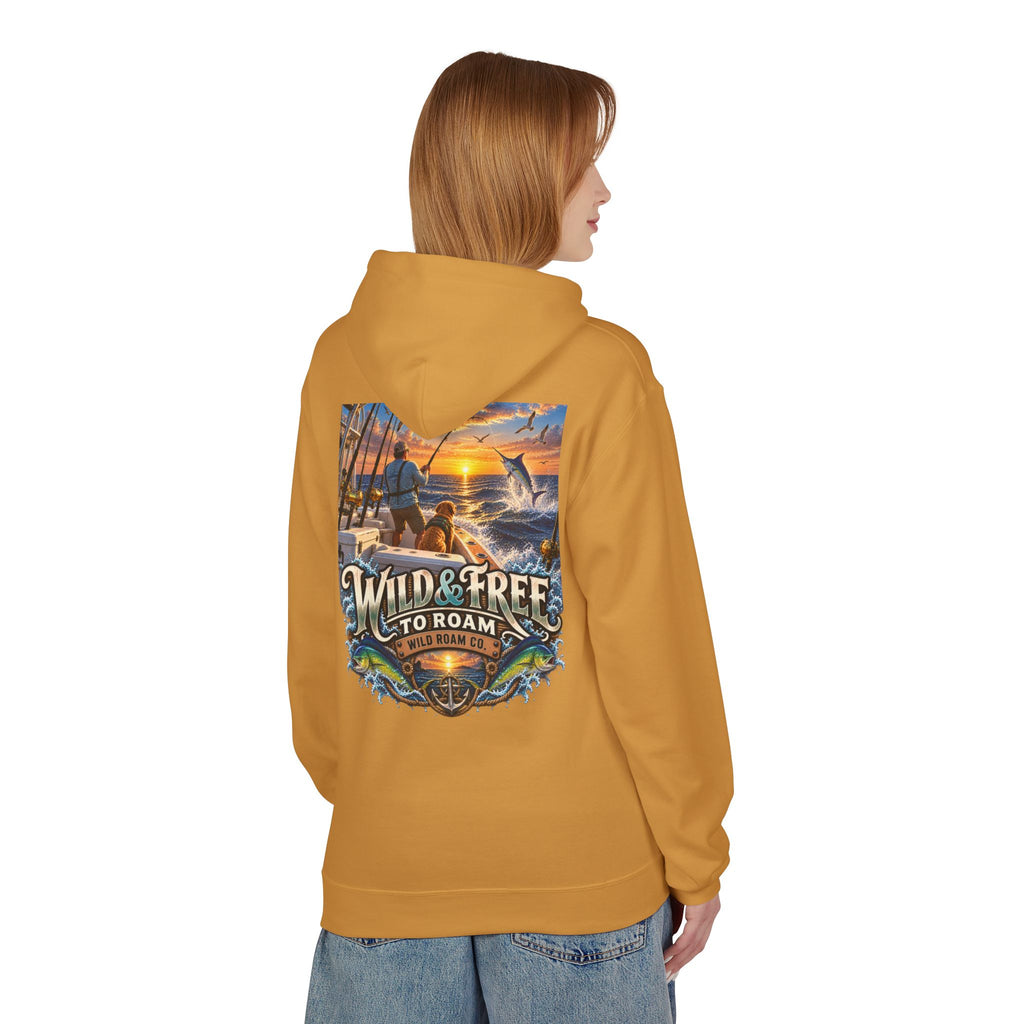 Hoodie - "Wild & Free to Roam" Ocean Angler Adventure Pullover