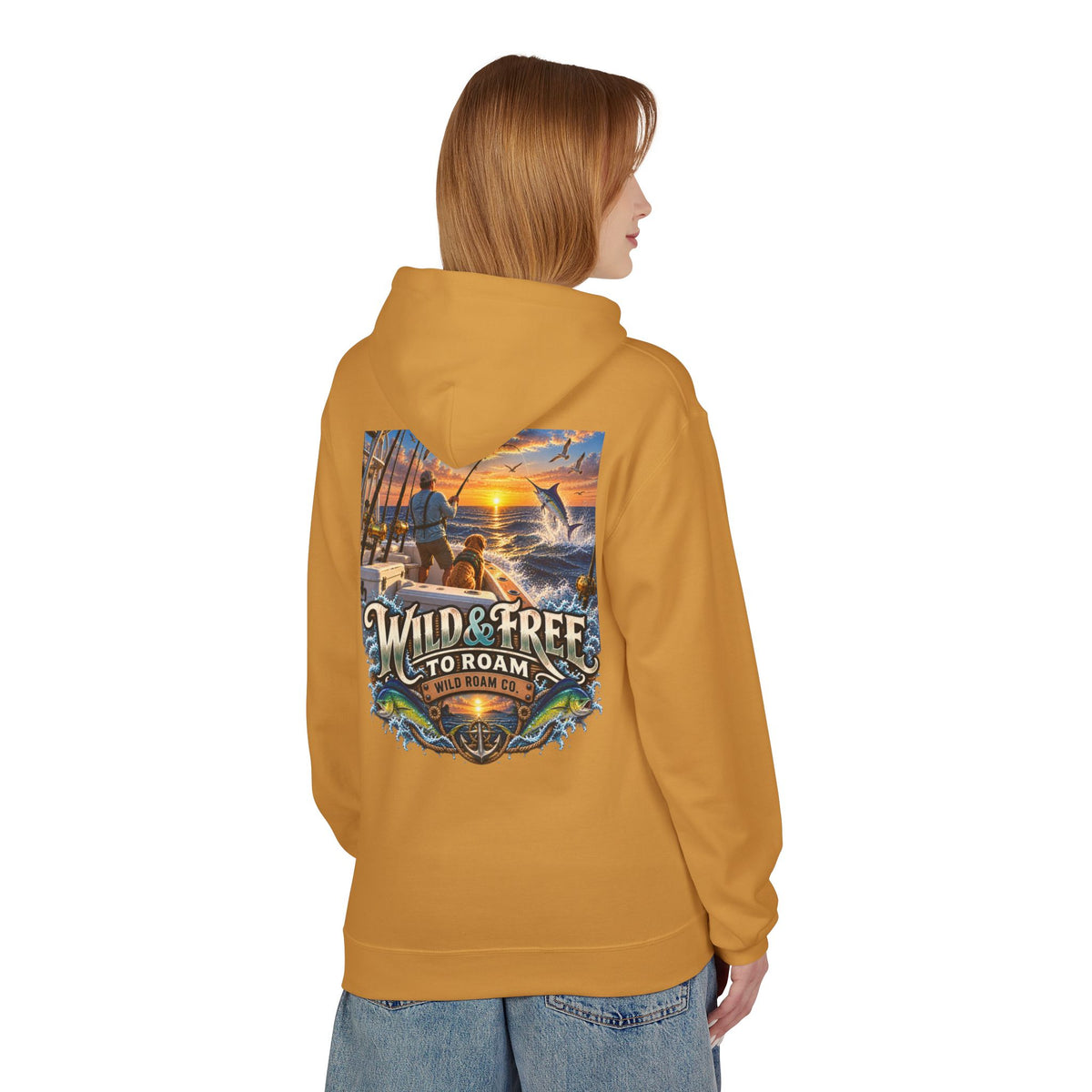 Hoodie - "Wild & Free to Roam" Ocean Angler Adventure Pullover