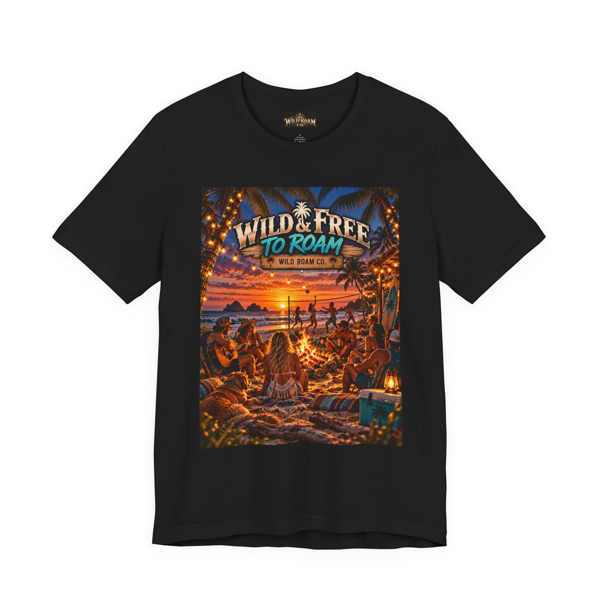 Wild & Free Beach Sunset T‑Shirt — "Wild & Free to Roam" Graphic Tee