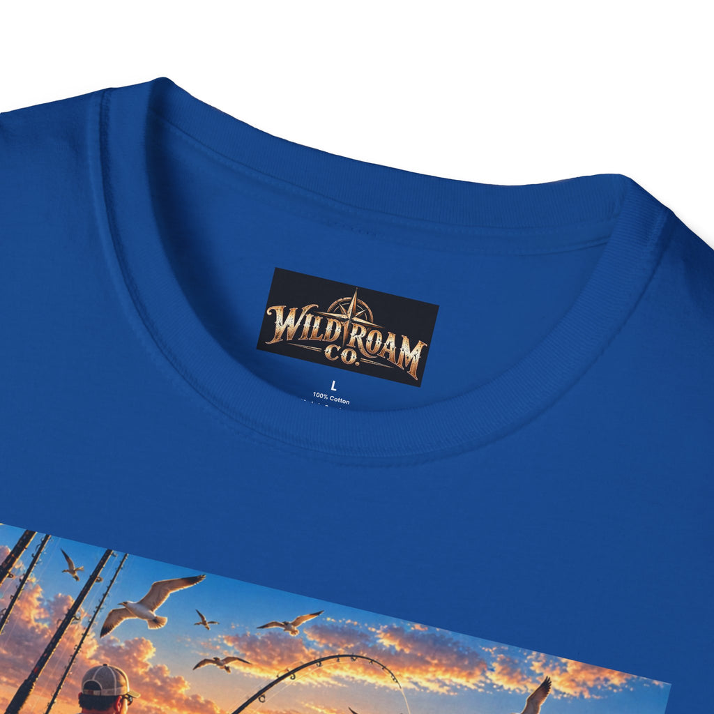 Wild & Free to Roam Fishing T-Shirt — Ocean Sunset Angler Tee