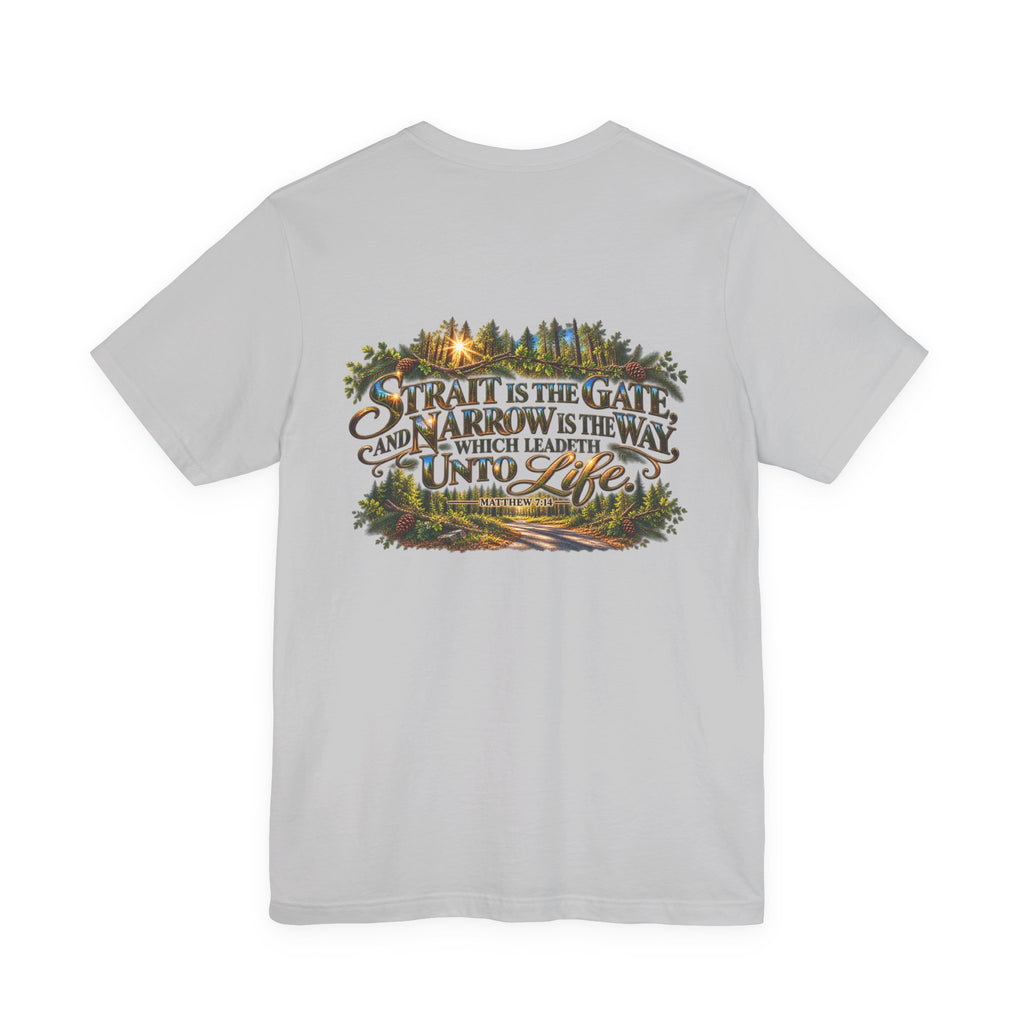 Wild Roam Co Unisex Tee--Matt 7:14 Forest Path