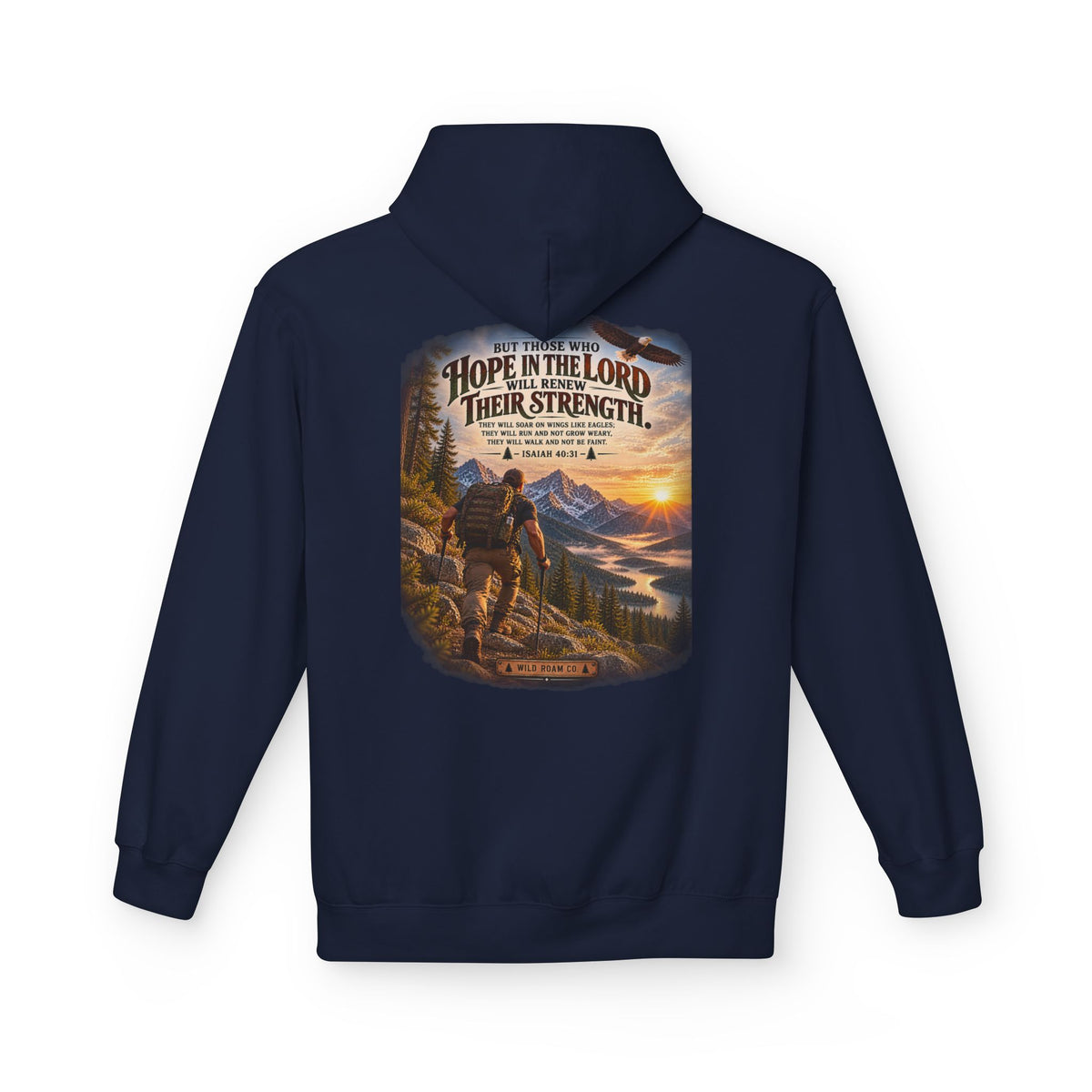 Men's Hope in the Lord Hiking Hoodie — Wild Roam Co. Sunset Mountain Faith Pullover