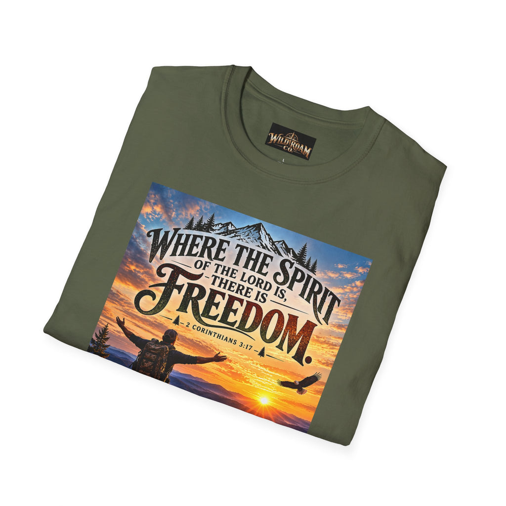 Men's Freedom Sunrise Christian T-Shirt – "Where the Spirit of the Lord is, there is Freedom"