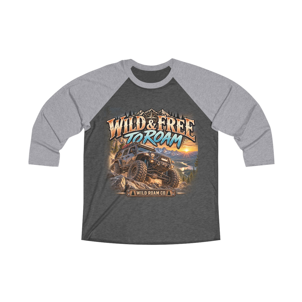 Wild & Free to Roam Raglan Tee – Off-Road Adventure Baseball Shirt
