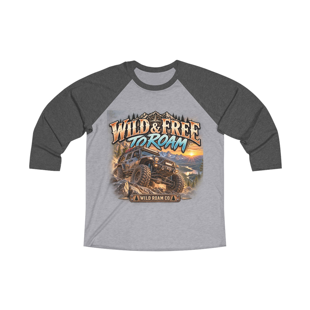 Wild & Free to Roam Raglan Tee – Off-Road Adventure Baseball Shirt