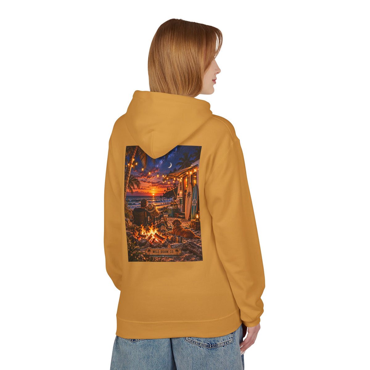 Wild Roam Co Hoodie-- Beach Bonfire Surf Graphic Hoodie