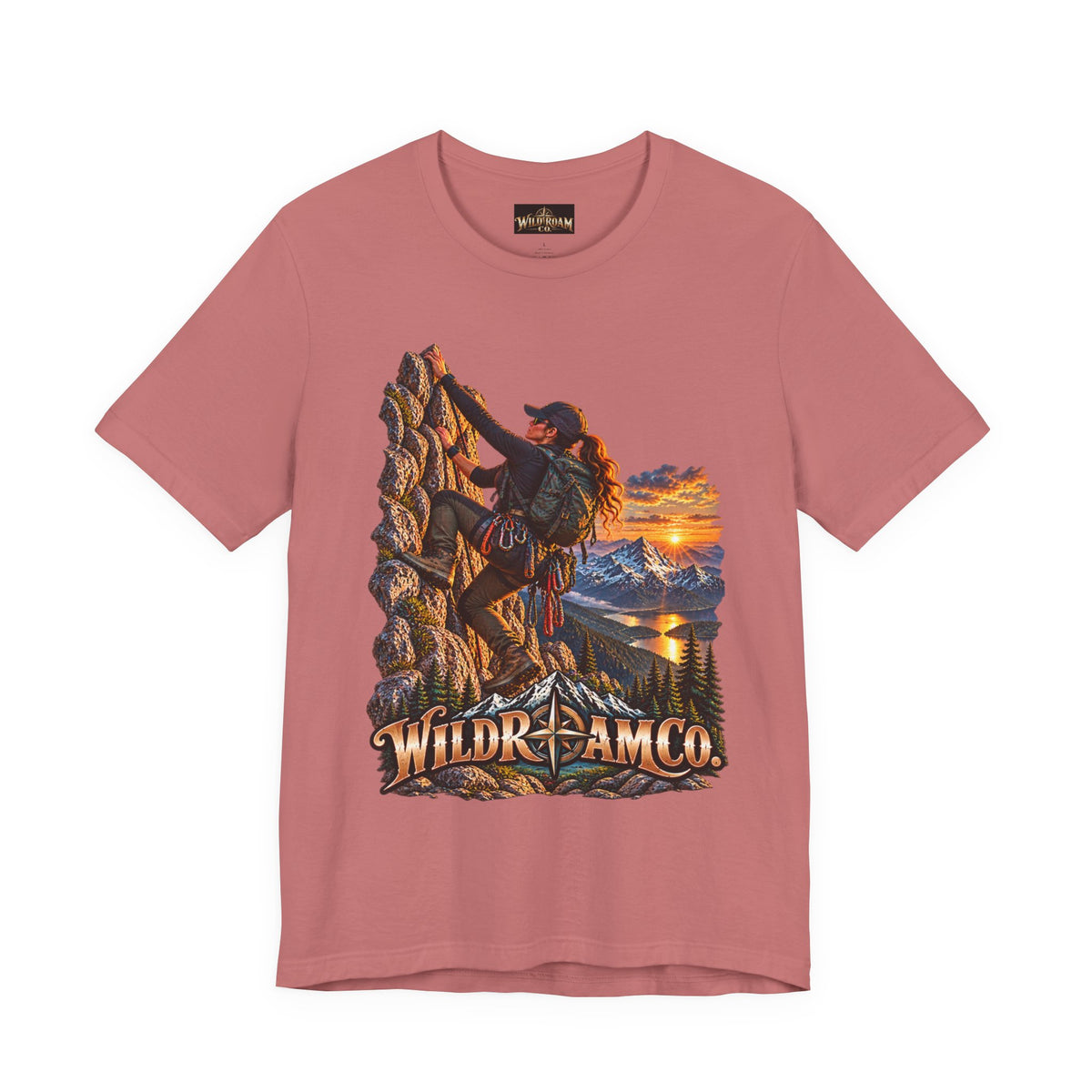 Women's Climber Sunset Tee — Wild Roam Co. Rock Climbing Graphic T-Shirt