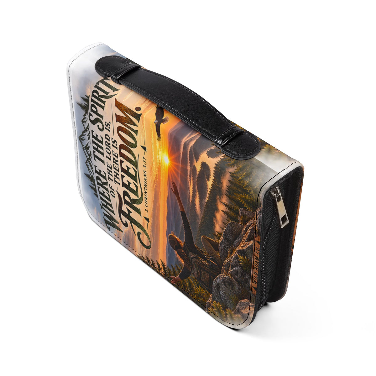 Women's Bible Cover — "Where the Spirit of the Lord Is, There Is Freedom" Scenic Verse Zippered Bible Case
