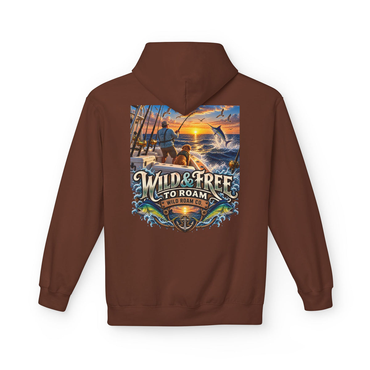 Hoodie - "Wild & Free to Roam" Ocean Angler Adventure Pullover