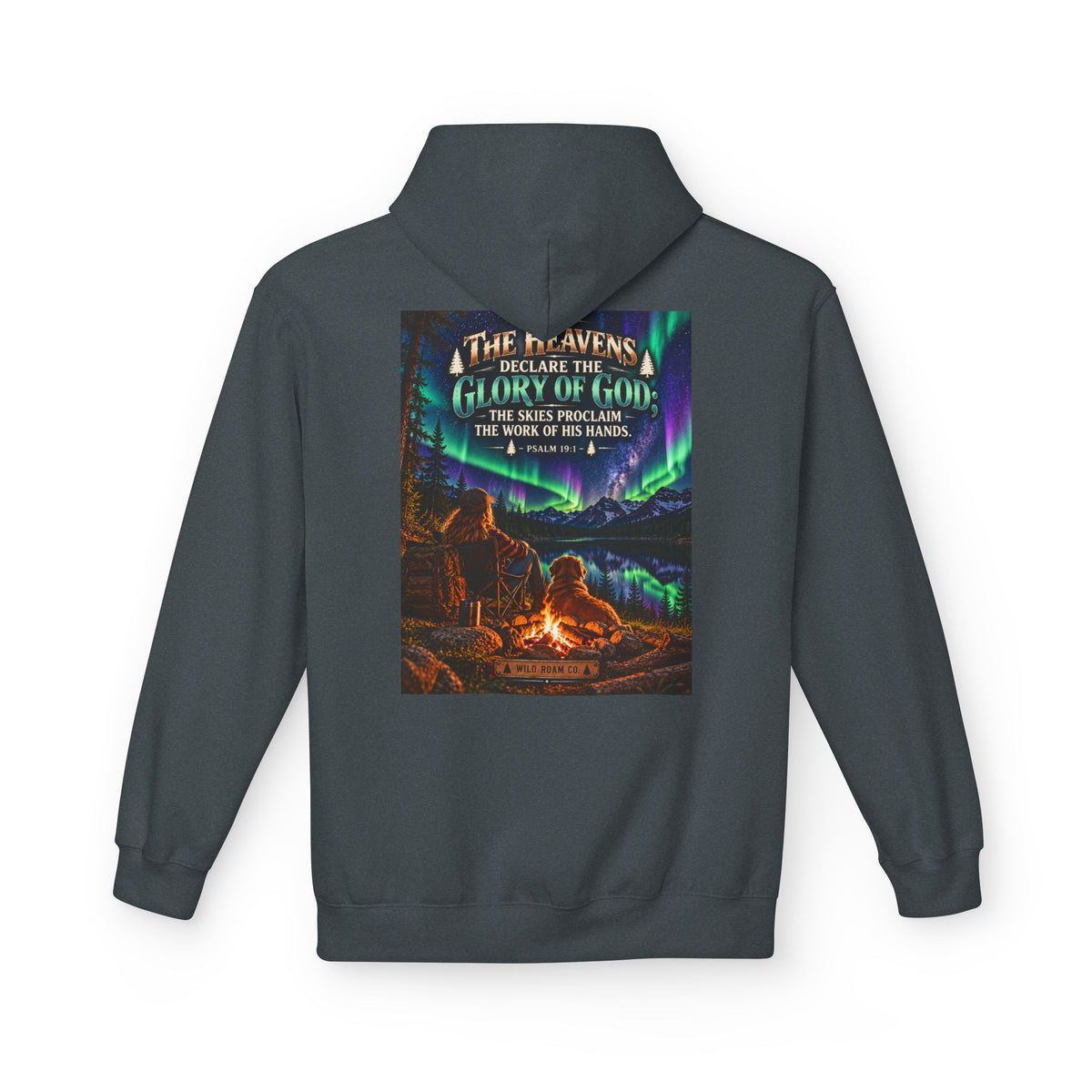 Women's Hoodie - 'Wild Roam Co.' Scenic Christian Campfire Hoodie with Aurora Psalm Design
