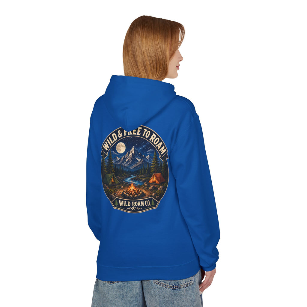 Wild Roam Co Hoodie — "Wild & Free to Roam" Camping Adventure Pullover