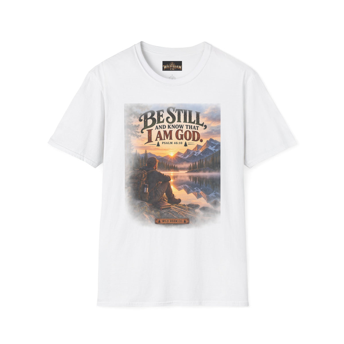 Men's Christian Mountain T‑Shirt – "Be Still and Know That I Am God" Inspirational Faith Tee