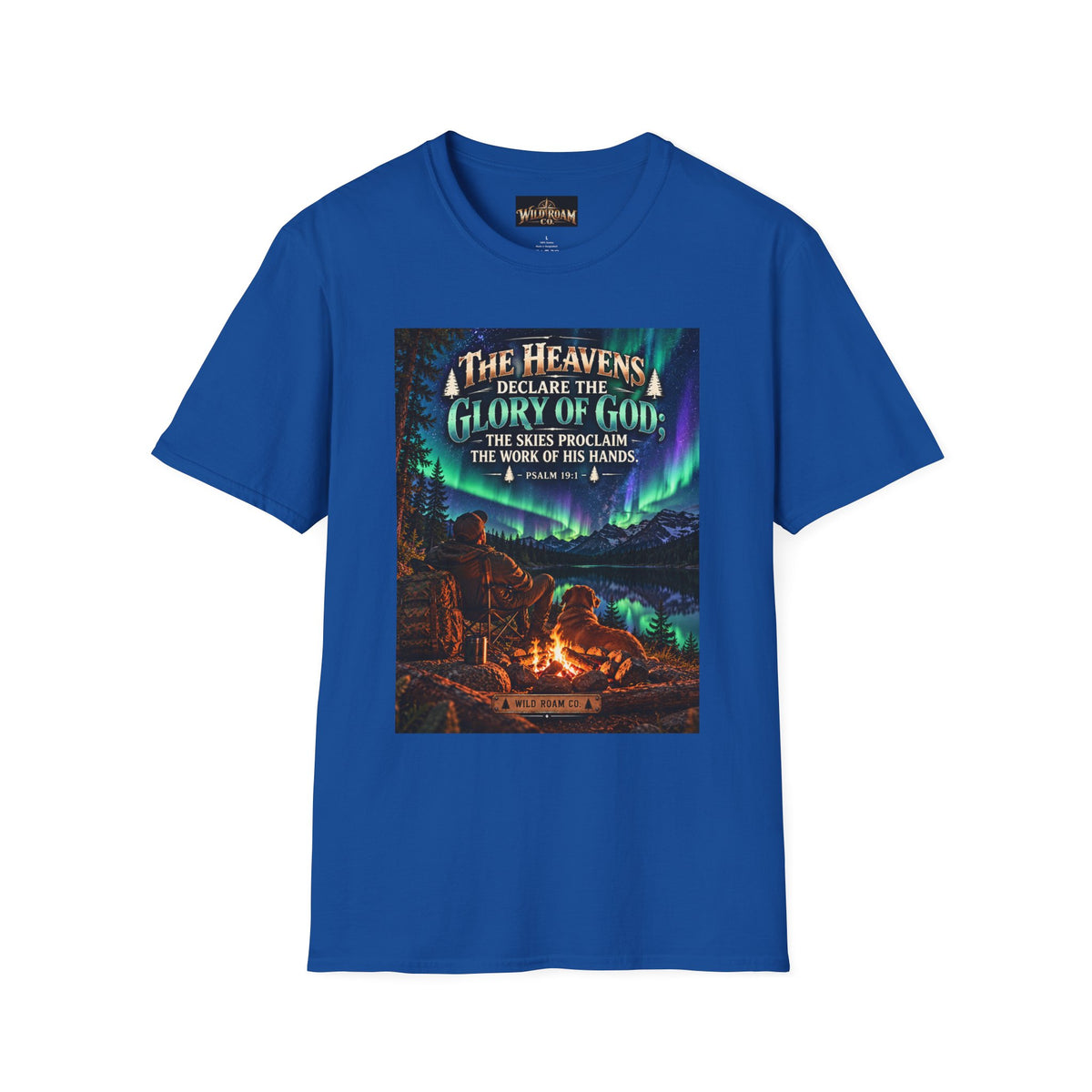 Men's Christian Campfire T-Shirt — "The Heavens Declare the Glory of God" Scenic Faith Tee