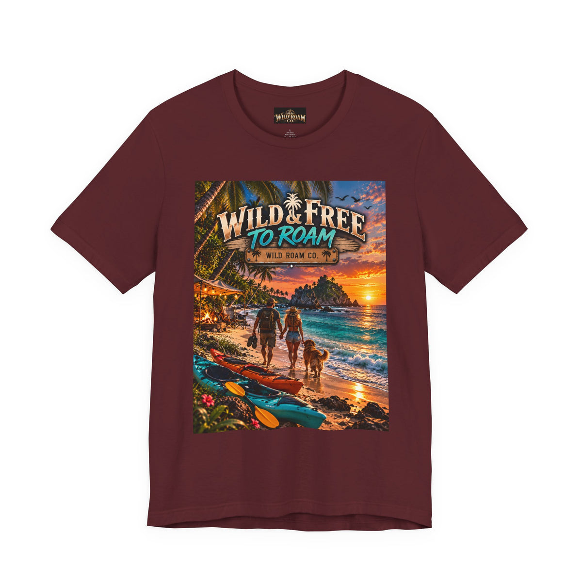 Wild & Free to Roam Beach T-Shirt — Sunset Surf Adventure Tee