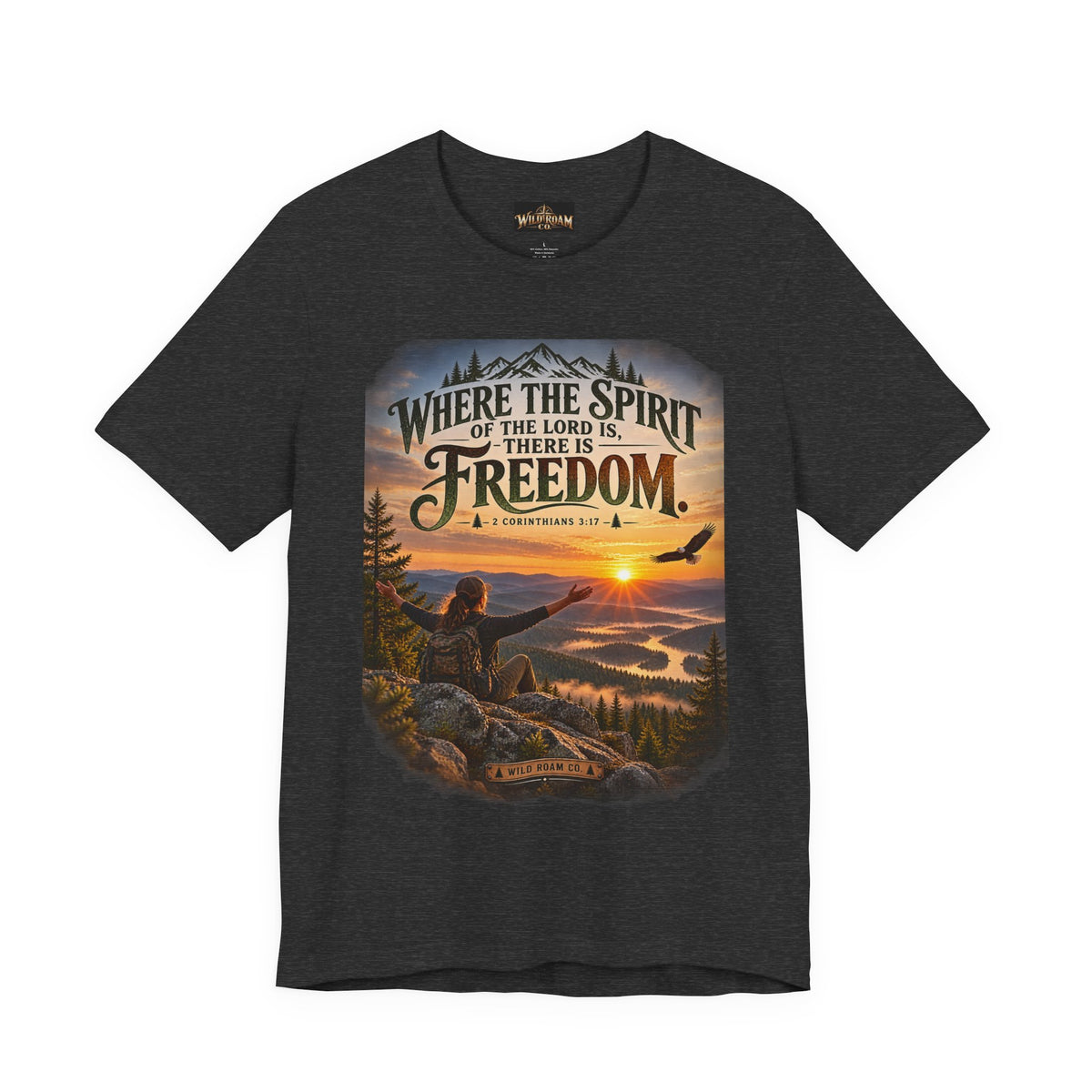 Women's Freedom Sunrise Tee — "Where the Spirit of the Lord is, there is Freedom" Christian T‑Shirt
