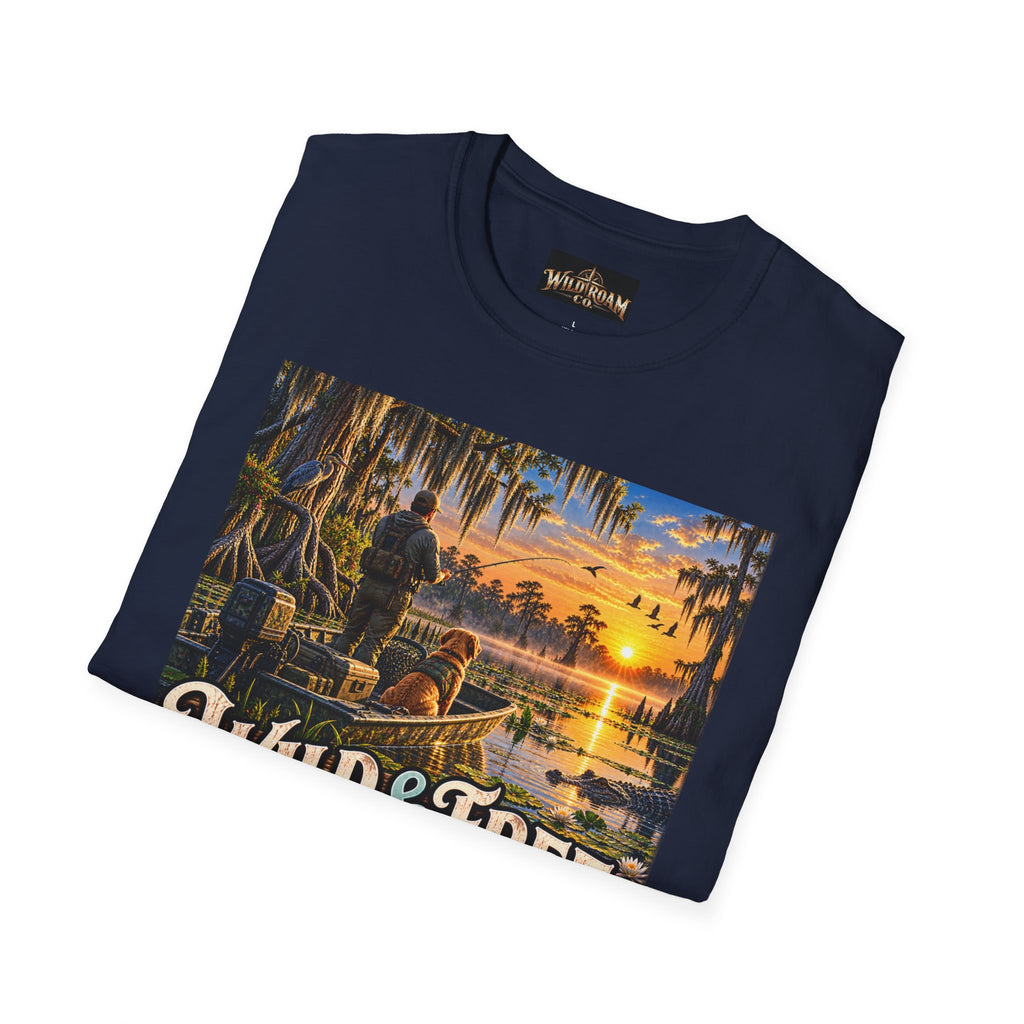 Wild & Free to Roam T-Shirt —Bayou Sunset Fishing Adventure Graphic Tee