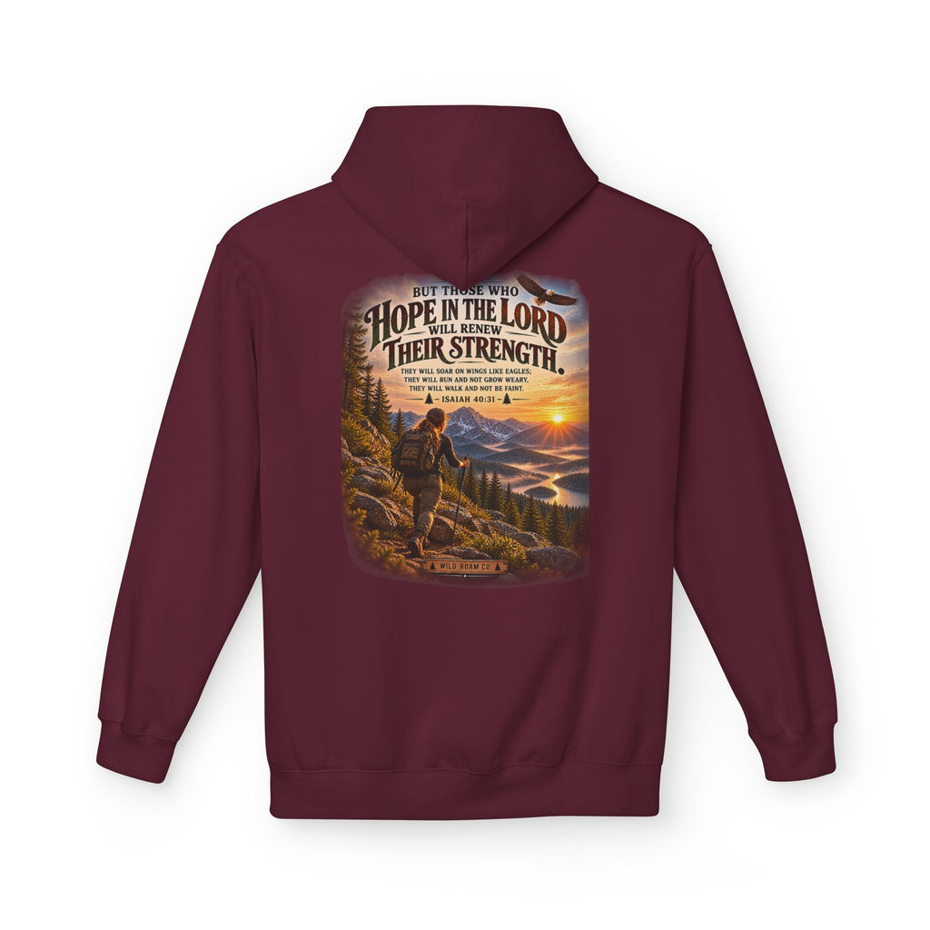 Women's Hope in the Lord Hiking Hoodie — Inspirational Christian Mountain Sunset Pullover