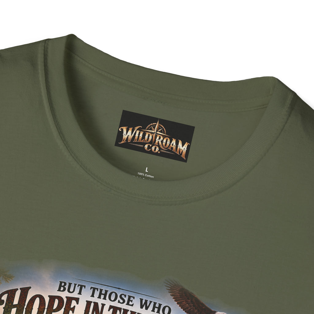 Men's Christian Hiking T-Shirt — "Those Who Hope in the Lord Will Renew Their Strength" Inspirational Faith Tee