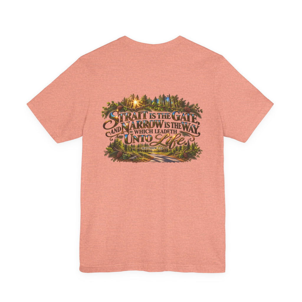 Wild Roam Co Unisex Tee--Matt 7:14 Forest Path