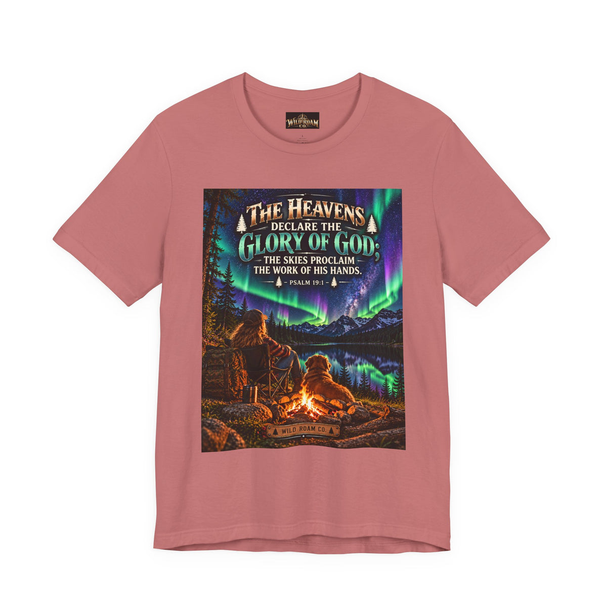 Women's Christian Nature T-Shirt — "The Heavens Declare the Glory of God" Campfire Aurora Tee