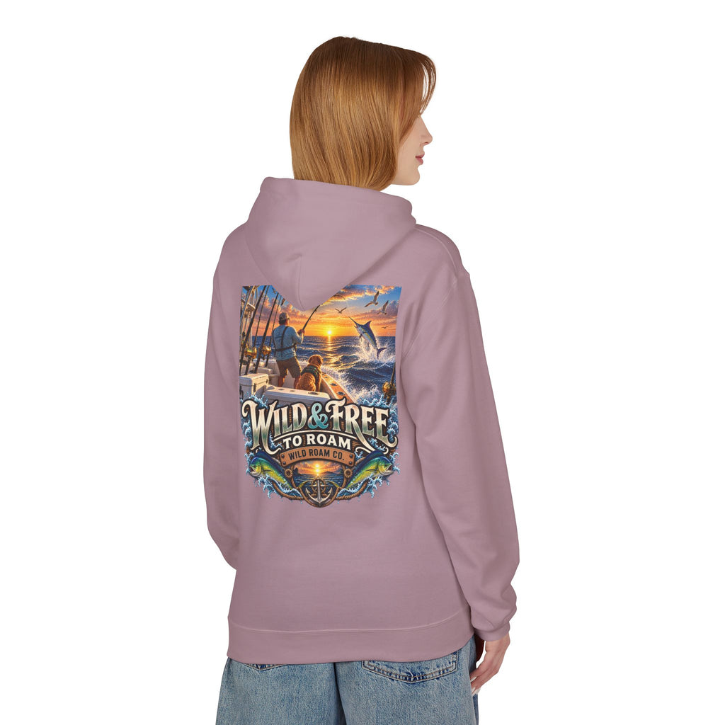 Hoodie - "Wild & Free to Roam" Ocean Angler Adventure Pullover