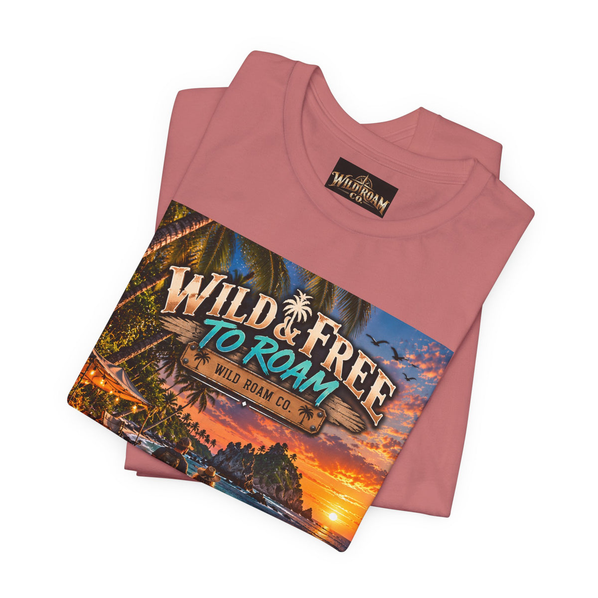 Wild & Free to Roam Beach T-Shirt — Sunset Surf Adventure Tee