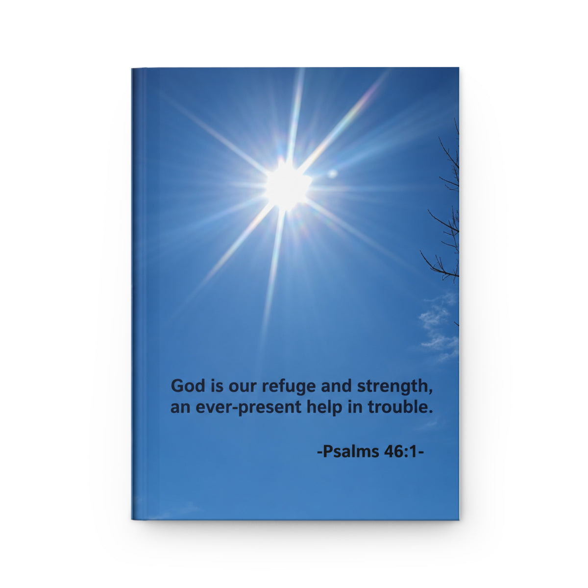 Hardcover Journal — Psalms 46:1 Sunburst Christian Prayer Notebook