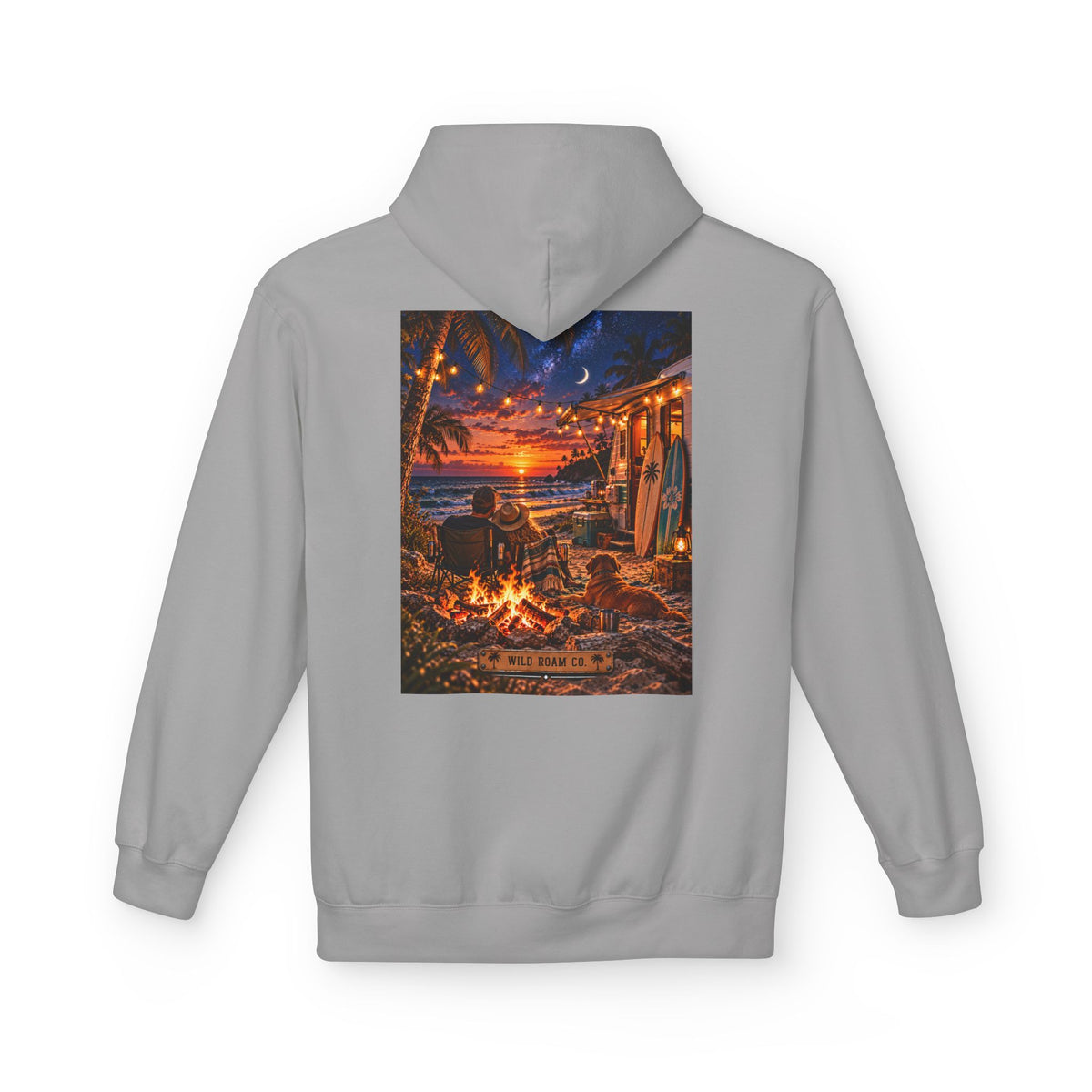 Wild Roam Co Hoodie-- Beach Bonfire Surf Graphic Hoodie