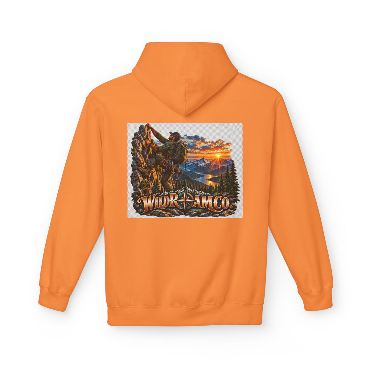 Men's Wild Roam Co. Adventure Hoodie — Mountain Sunset Outdoor Graphic Sweatshirt