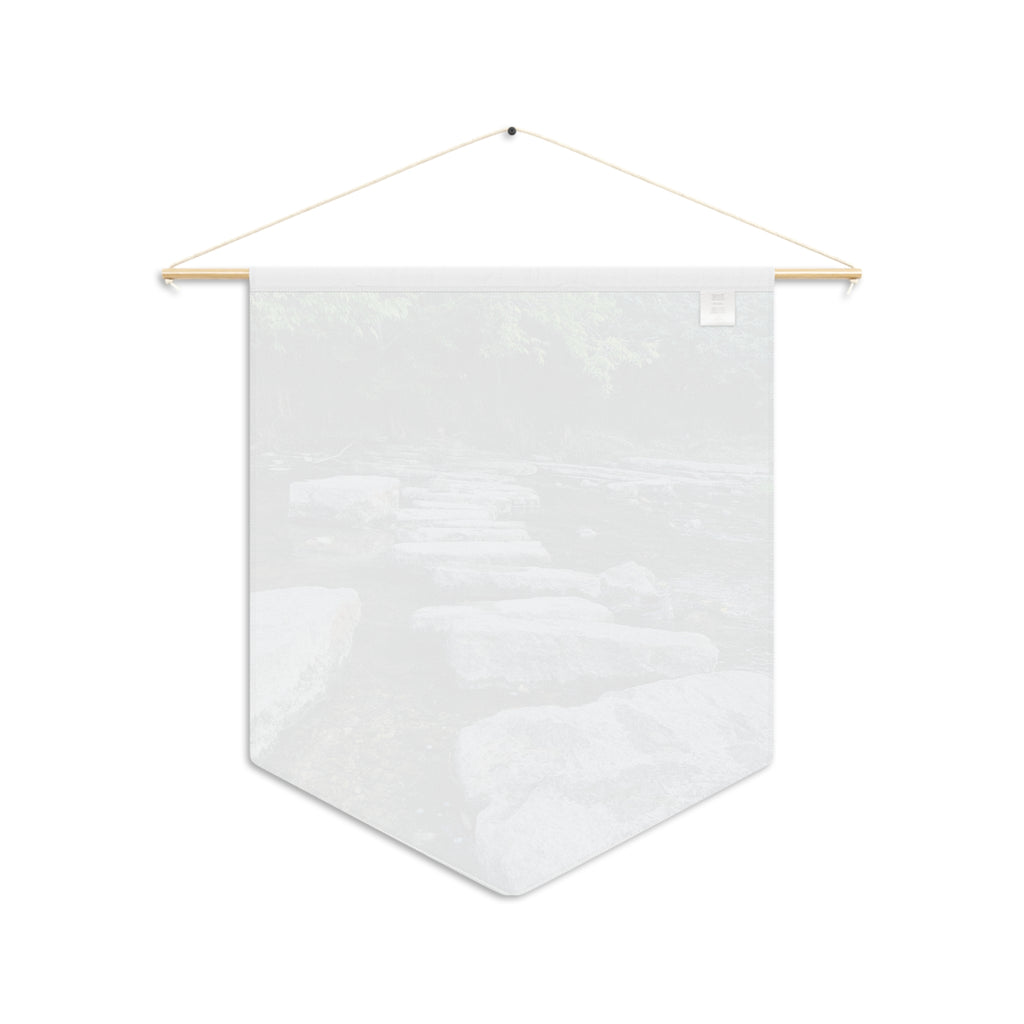 River Stepping Stones Pennant — Nature Wall Banner for Home, Cabin & Outdoor Lovers