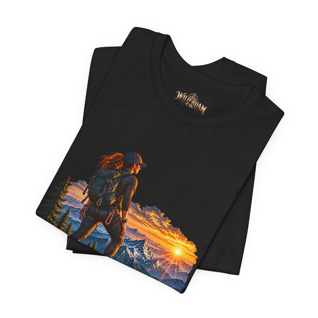 Women's Hiker Sunset T-Shirt — Wild Roam Co. Mountain Adventure Tee