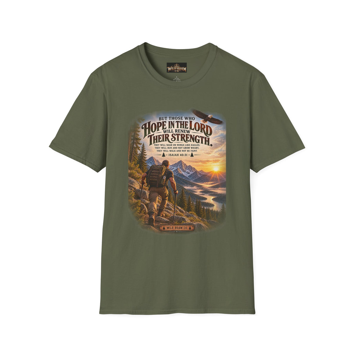 Men's Christian Hiking T-Shirt — "Those Who Hope in the Lord Will Renew Their Strength" Inspirational Faith Tee