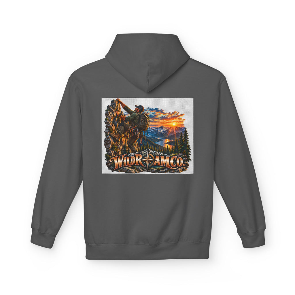 Men's Wild Roam Co. Adventure Hoodie — Mountain Sunset Outdoor Graphic Sweatshirt