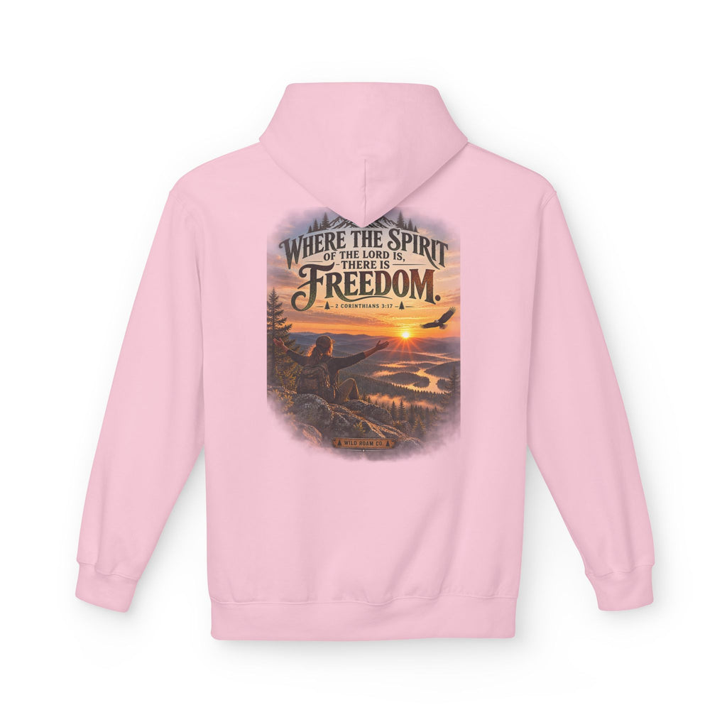 Women's Freedom Wilderness Hoodie — "Where the Spirit of the Lord is Freedom" Scenic Outdoor Pullover