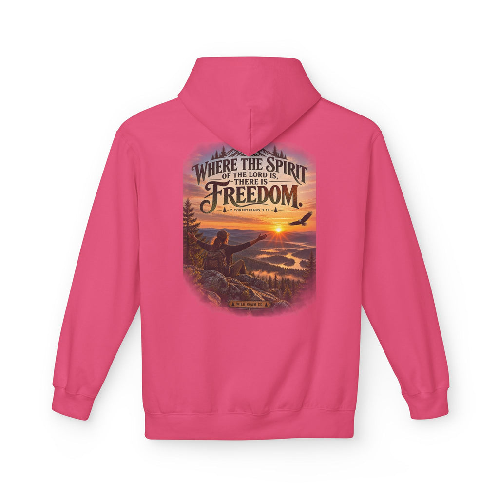Women's Freedom Wilderness Hoodie — "Where the Spirit of the Lord is Freedom" Scenic Outdoor Pullover