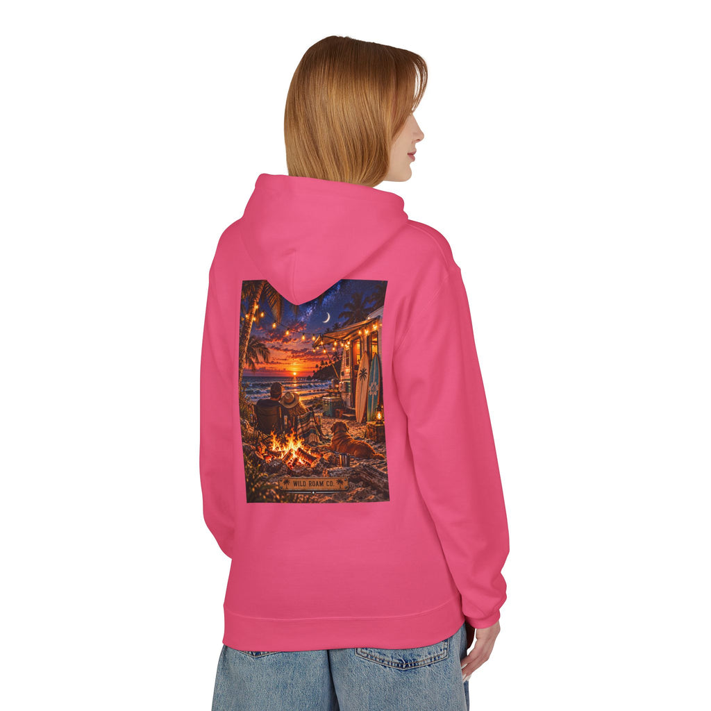 Wild Roam Co Hoodie-- Beach Bonfire Surf Graphic Hoodie