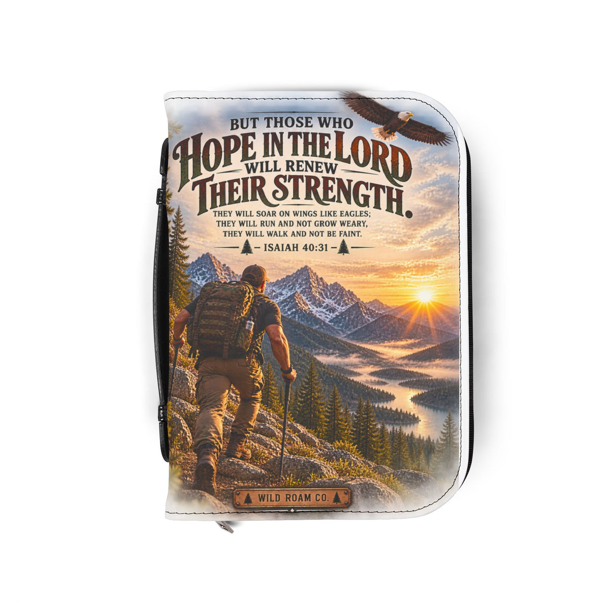 Men's Inspirational 'Hope in the Lord' Bible Cover – Isaiah 40:31 Mountain Hiker Design