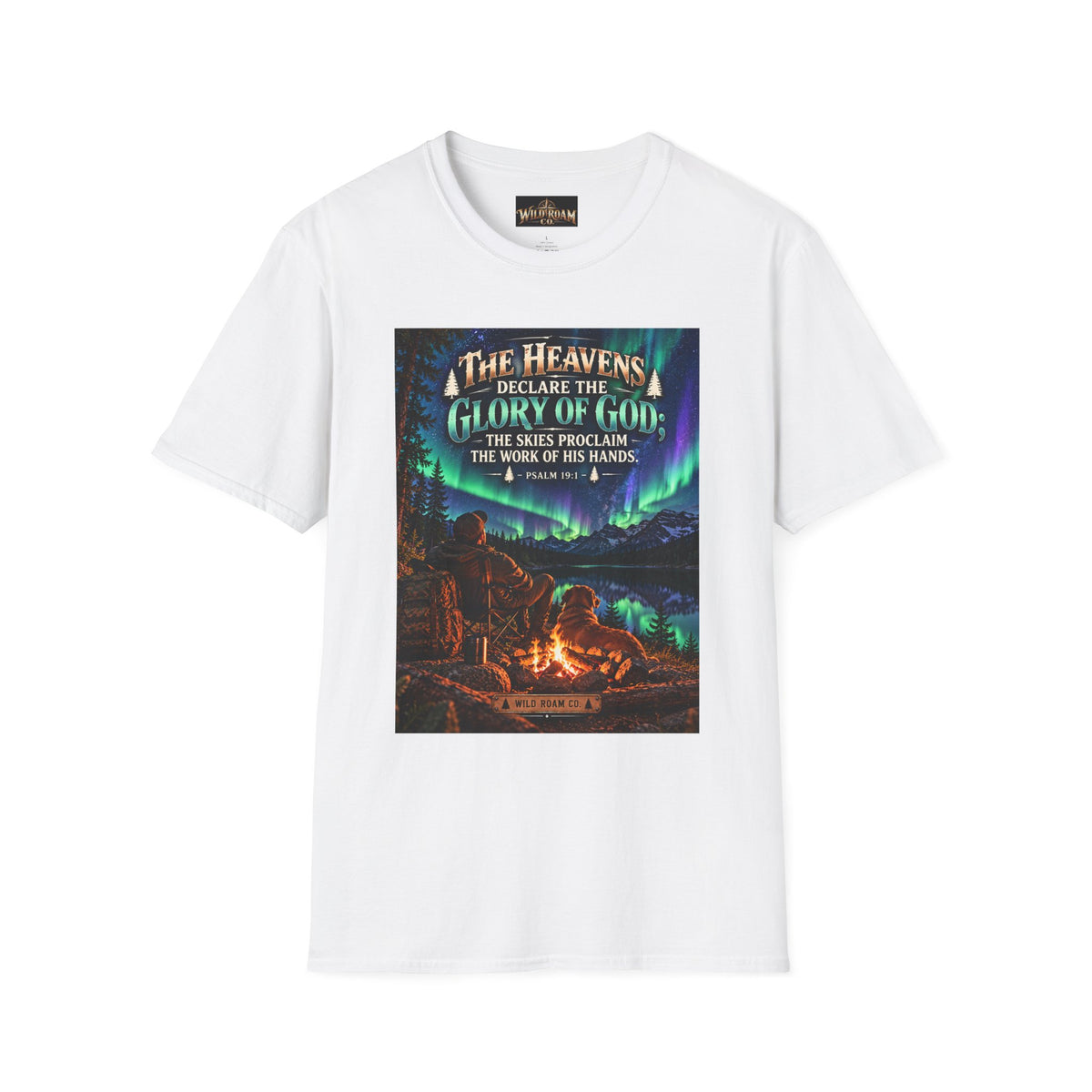 Men's Christian Campfire T-Shirt — "The Heavens Declare the Glory of God" Scenic Faith Tee