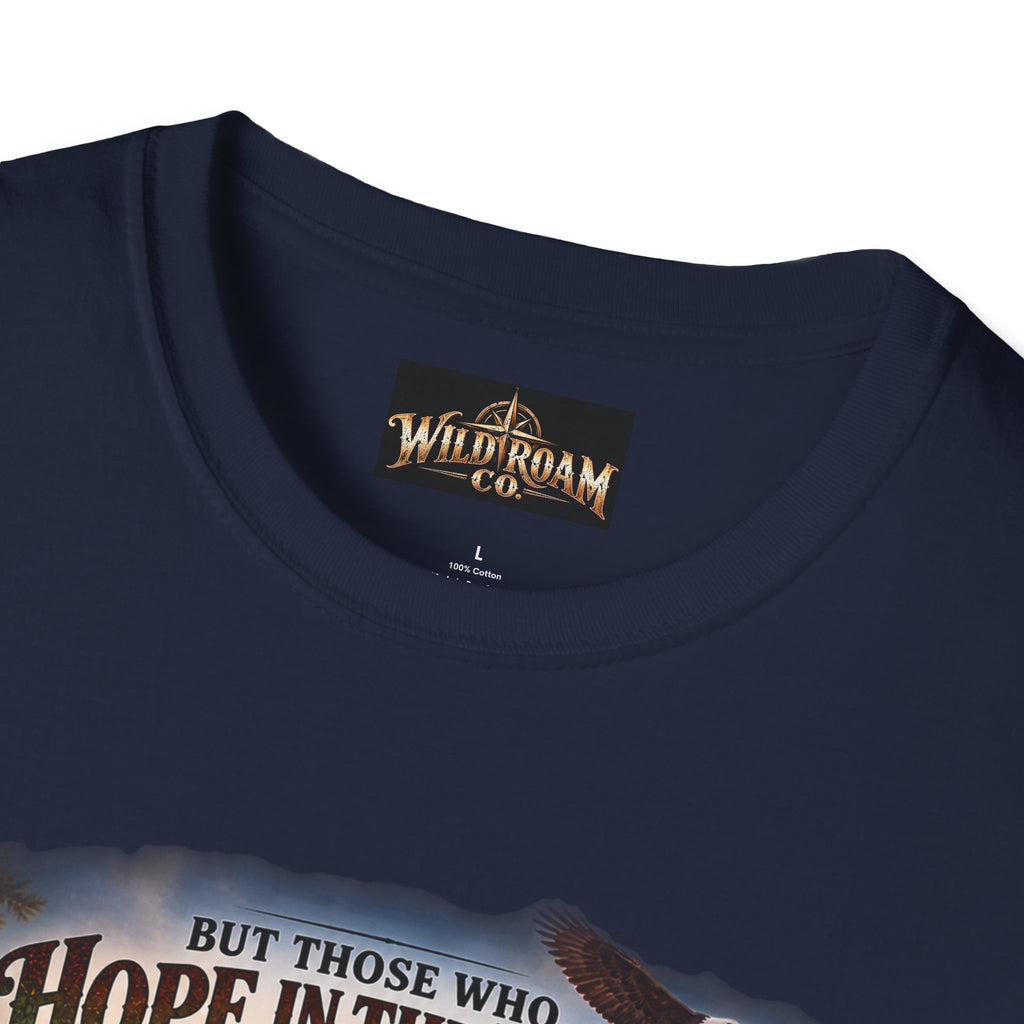 Men's Christian Hiking T-Shirt — "Those Who Hope in the Lord Will Renew Their Strength" Inspirational Faith Tee