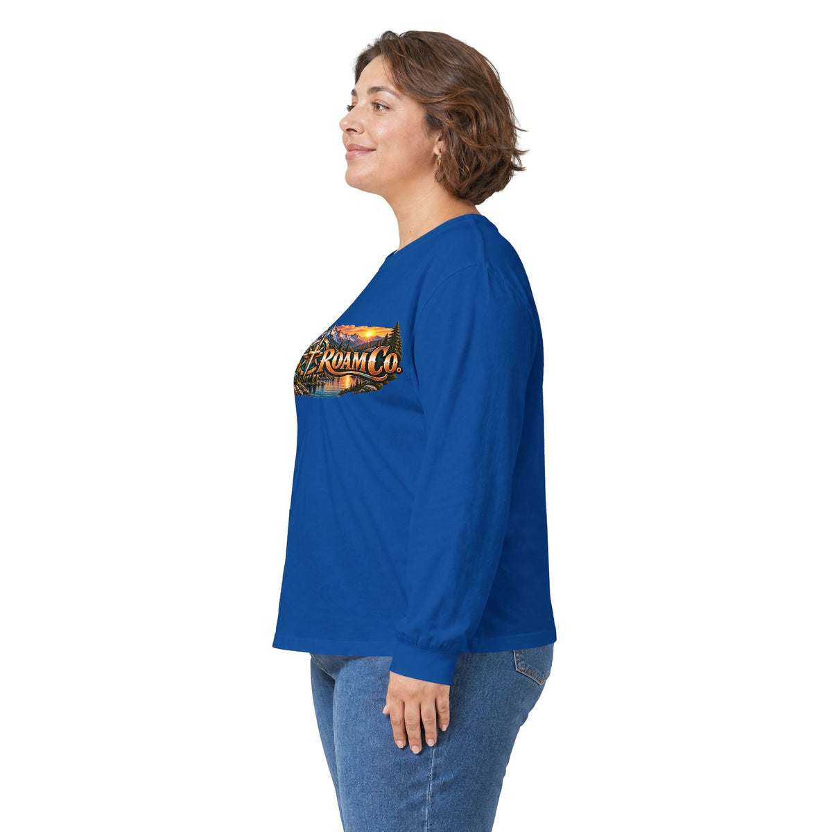 Long Sleeve Tee - "Wild + Roam Co." Faith Logo Sunset Graphic with Acts 13:47 Scripture Back