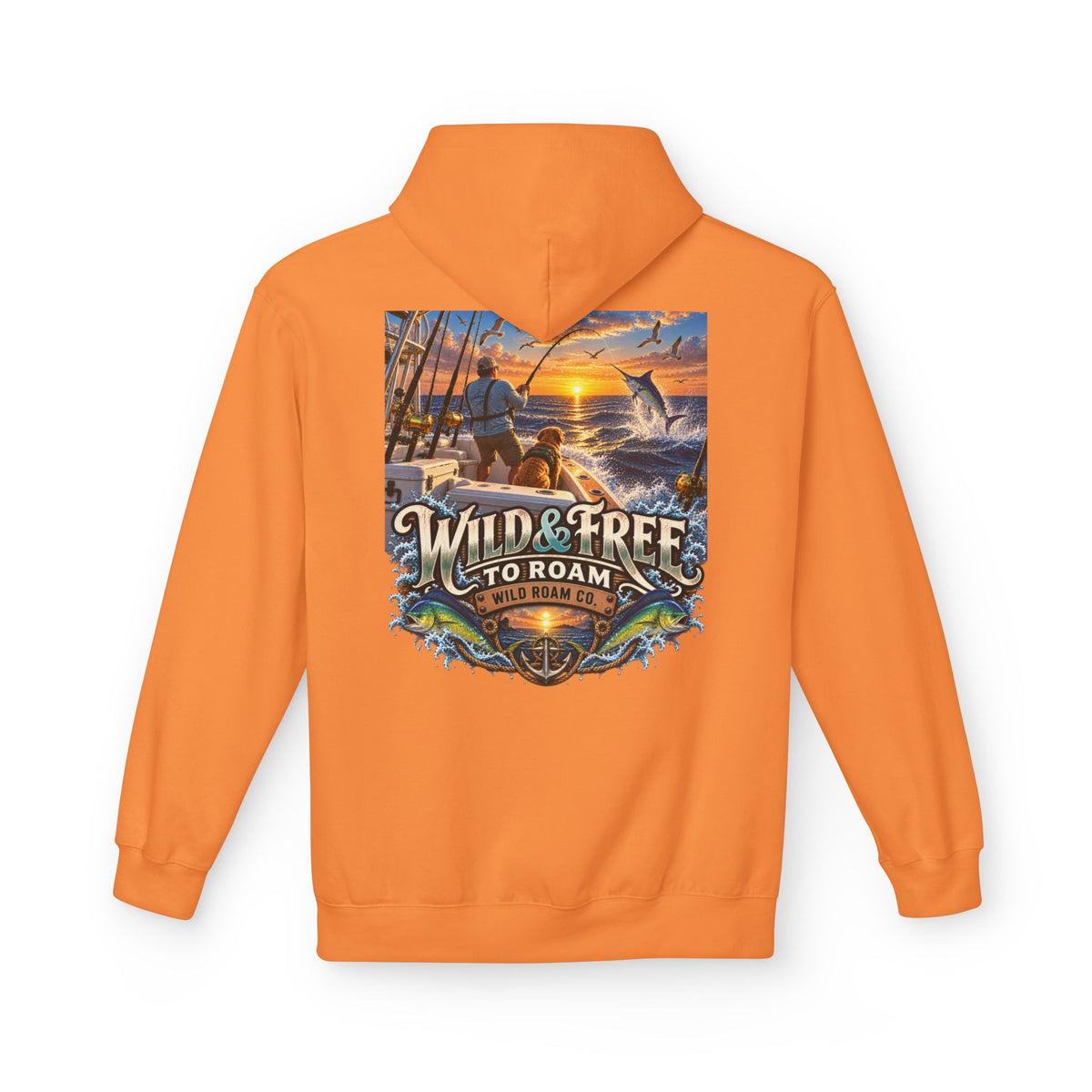 Hoodie - "Wild & Free to Roam" Ocean Angler Adventure Pullover