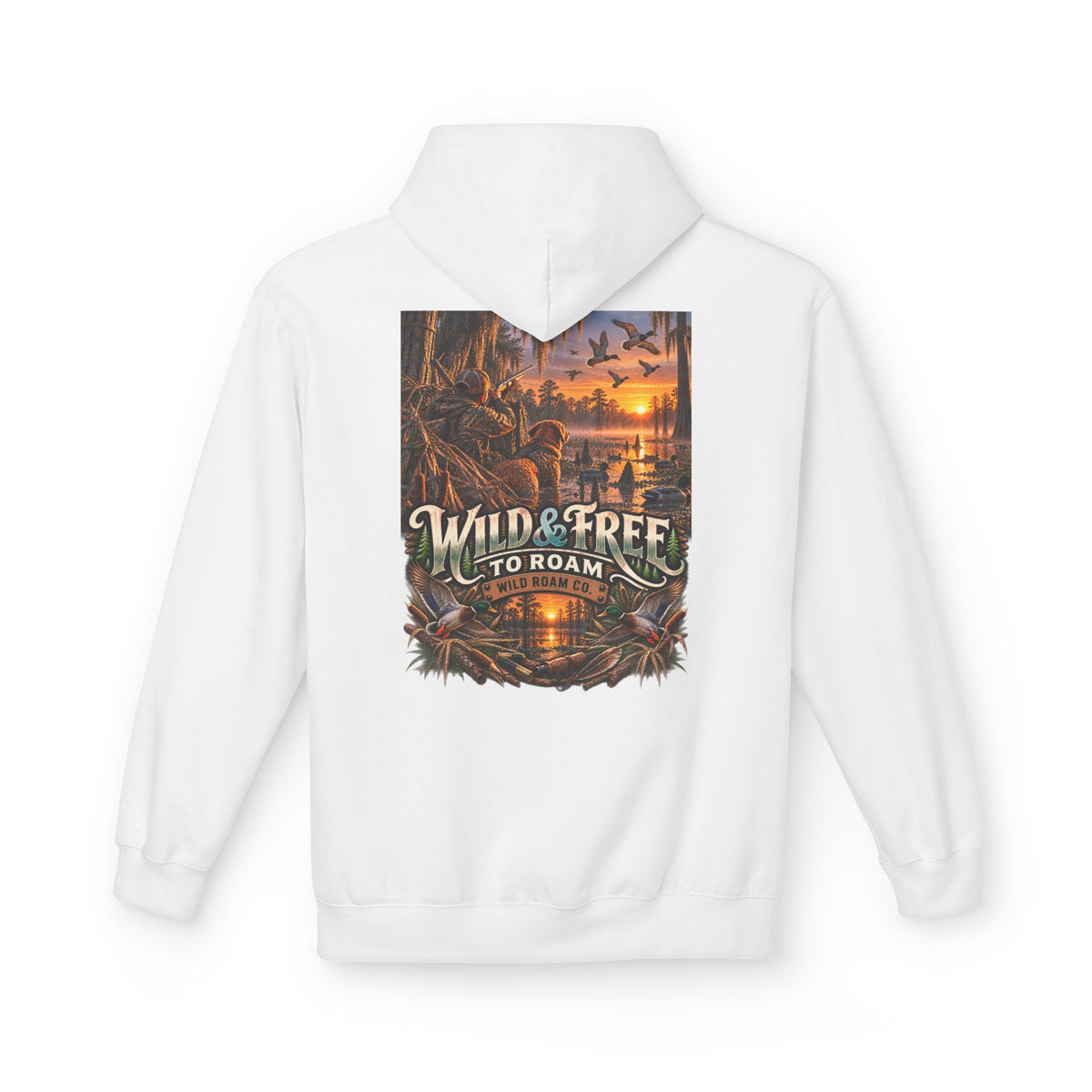 Wild & Free Hoodie — "Wild & Free to Roam" Ducks Graphic Pullover
