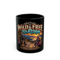 Wild & Free to Roam Mug — Biker Motorcycle Travel Coffee Cup (Black)