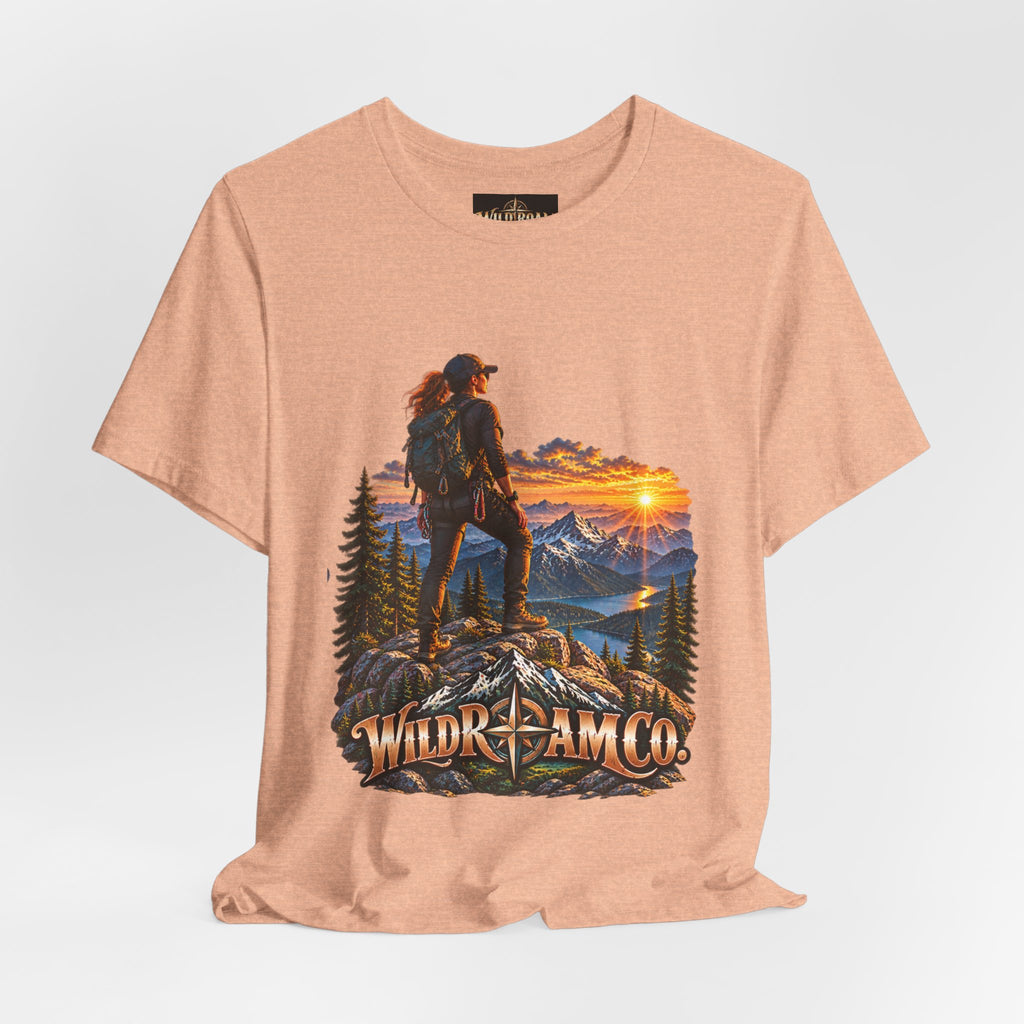 Women's Hiker Sunset T-Shirt — Wild Roam Co. Mountain Adventure Tee
