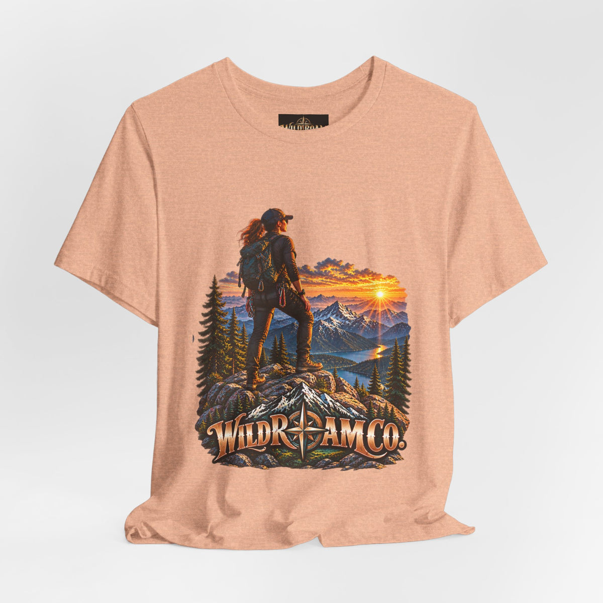 Women's Hiker Sunset T-Shirt — Wild Roam Co. Mountain Adventure Tee